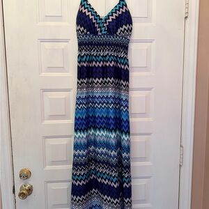 Blue Zigzag Maxi Dress
